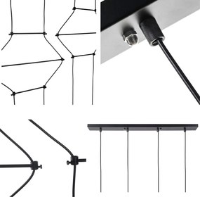 Geometryczna lampa wisząca z metalu i szkła Flusso Line 4
