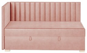 Różowe narożne łóżko dziecięce ze schowkiem i materacem 90x200 cm Snugi – Ghado