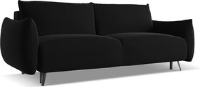 Kanapa 3-osobowa z funkcją spania - z tkaniny welwetowej - czarny - MALIE