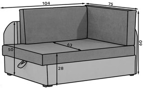 Mała rozkładana sofa ROSA, jasnoróżowa/jasnoszara