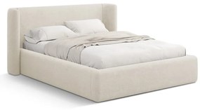 Kremowe tapicerowane łóżko dwuosobowe ze schowkiem ze stelażem 180x200 cm Jason – Windsor & Co Sofas
