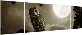 Obraz - Nocna sowa, złoty (170x50 cm)