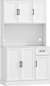 HOMCOM Szafka kuchenna, 180,5 cm, kredens, blat roboczy, otwór na kabel, regulowane półki, MDF, Biały