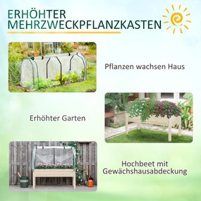 Outsunny Wysokie Łóżko z Szklarnią Ogród Warzywny Wyściełany Drewniany Materiał | Aosom PL