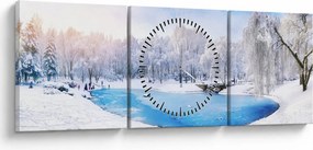 Obraz - Lodowe jezioro (z zegarem) (90x30 cm)