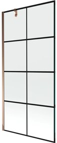 Mexen Next parawan nawannowy 1-skrzydłowy 90 x 150 cm, czarna kratka, różowe złoto - 895-090-000-00-77-60