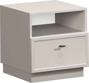 Szafka nocna Lorini z szufladą 45 cm - kaszmir / czarny uchwyt T-bar