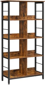 Duży metalowy regał na książki rustykalny brąz P7-B81