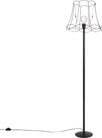 Czarna lampa stojąca z abażurem Granny Frame czarny 45 cm - Simplo
