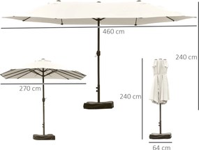 Outsunny podwójny parasol z podstawą, kremowy, 4,6 x 2,7 cm