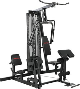 SPORTNOW Stacja siłowa z wyciągiem górnym, drążkiem butterfly, obciążeniem 65 kg, linką — do 120 kg | Aosom PL