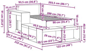 Białe drewniane łóżko z półkami P9-D65