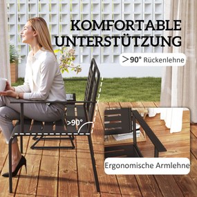 Outsunny Ławka Ogrodowa 2-osobowa, Odporna na Wodę z Oparciem i Podłokietnikami 121 x 64 x 84cm, Czarna