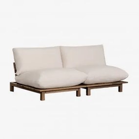 2-częściowa Modułowa Sofa Ogrodowa Z Funkcją Rozkładania W Kolorze Drewna Akacjowego Brina Kremowa - Sklum