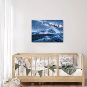 Obraz na szkle gór z gwieździstym niebem (70x50 cm)