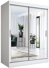 Biała szafa przesuwna z lustrem 150 cm - Kukkin 4X