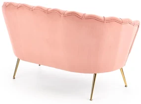 AMORINITO XL sofa, jasny różowy, złoty, velvet, 2-osobowa, glamour