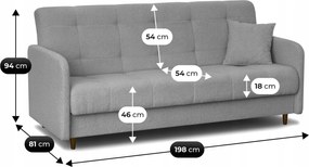 Sofa z Funkcją Spania TIVOLI Rozkładana Dwuosobowa Szara Boucle Nowoczesna