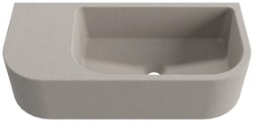 Umywalka betonowa wisząca / nablatowa półokrągła z półką bez otworu na baterię 65 x 30 cm LARMO | różne kolory : Kolor - Cappuccino, Typ montażu - podwieszana
