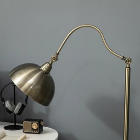 HOMCOM Lampa podłogowa vintage mosiądz regulowany kąt 42x255x152cm elegancka do salonu | Aosom PL