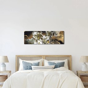 Obraz - Orchidea kwiaty na marmurowym tle (z zegarem) (90x30 cm)