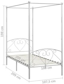 Białe metalowe łóżko z baldachimem 100x200 cm - Nila