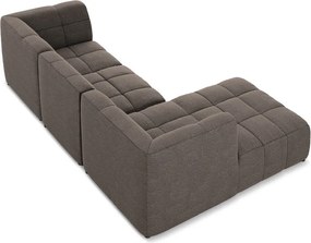 Brązowy narożnik z materiału bouclé (lewostronny/z szezlongiem) Aloha – Makamii