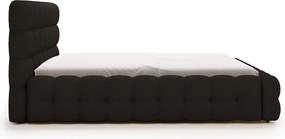 Emporius Parlas Bis łóżko 160x200 z pojemnikiem, łóżko tapicerowane do sypialni - gruba pianka, stelaż, tkanina boucle, czarny (Anthology 19)