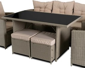 Zestaw Mebli Ogrodowych COLORADO Beżowy Sofa Pufy Stolik Tarasowy Technorattan Nowoczesny