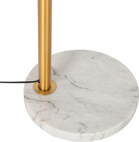 Lampa łukowa brązowa z marmurem i bursztynowym szkłem 3-punktowa - Nina