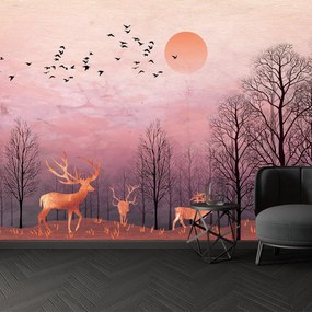 Fototapeta - Jeleń w blasku zachodzącego Słońca (196x136 cm)