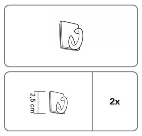 Samoprzylepne haczyki do drążka na zazdrostki zestaw 2 szt. – Gardinia