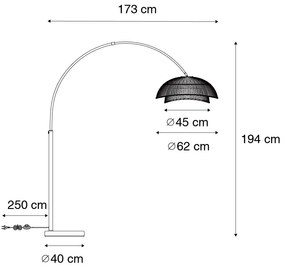 Luk Orientalna lampa łukowa czarny bambus - PuaKolonialny Oswietlenie wewnetrzne