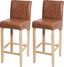 Stołek barowy MCW-C33 (zestaw 2 szt.),  imitacja zamszu, jasne nogi, tkanina/tekstylia