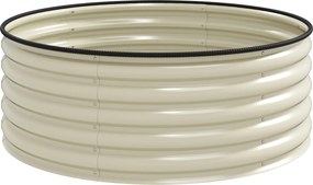 Outsunny Ogrodowe Łóżko Podwyższone, Ocynkowana Skrzynka do Sadzenia z Bezpiecznym Randem, 120 x 120 x 43 cm, Kremowy Biały