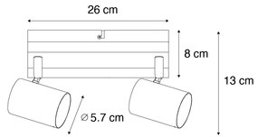 Lampa sufitowa czarna z drewnem, 2-punktowa, regulowana, prostokątna - Jeana Nowoczesny Oswietlenie wewnetrzne