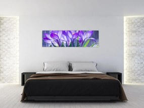 Obraz kwiatów w deszczu (170x50 cm)