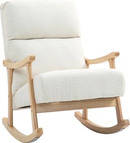 HOMCOM Fotel bujany ergonomiczny kremowy ze sztucznego aksamitu nośność 120 kg wygodne oparcie | Aosom PL