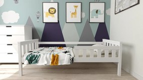 Łóżko dziecięce MONTY 90 x 200 cm, białe Stelaż: Ze stelażem listwowym elastycznym, Materac: Materac Deluxe 10 cm