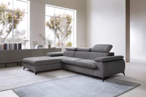 Masseno Narożnik FIORE z funkcją spania i pojemnikiem na pościel Narozniki L, Rozkładana sofa - Szary, MONOLITH 92