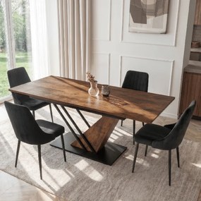 Stół Rozkładany Prostokątny REX 160-220 cm Dąb Rustykalny/Czarny do Jadalni Nowoczesny Loft