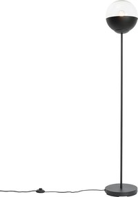 Lampa podłogowa retro czarna z przezroczystym szkłem - Eclipse
