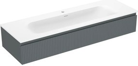 Mexen Rivel szafka łazienkowa 140 cm z umywalką Vela, 1 szuflada, ryflowana , grafit mat/biała mat - 91A20-14023-1-BF66-W23M0