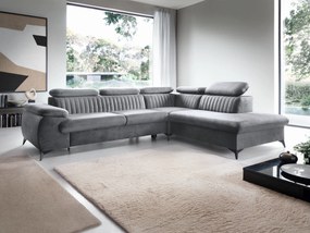 Masseno Narożnik FIORE z funkcją spania i pojemnikiem na pościel Narozniki L, Rozkładana sofa - Szary, MONOLITH 85