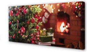 Zdjęcie na płótnie Bombki, Choinka i Prezenty