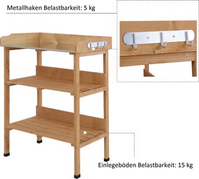 Outsunny stół do roślin z metalową powierzchnią roboczą drewno naturalne 76x37x89cm | Aosom PL