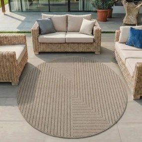 Dywan uniwersalny Nova 3D Geometria beżowy koło 160 cm x 160 cm