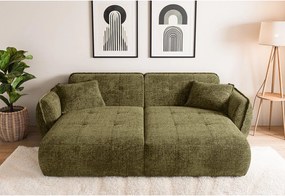 Zielona sofa z tkaniny szenilowej z szezlongiem 252 cm Nelia Big – Ropez