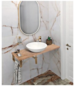 Blat łazienkowy z litego drewna dębowego w naturalnym kolorze 160x36 cm Woody – Sapho