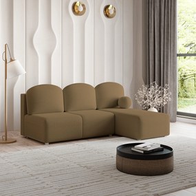 Masseno Narożnik TRAMA z funkcją spania i pojemnikiem na pościel Narozniki L, Rozkładana sofa - Miodowy, QUELLE 17